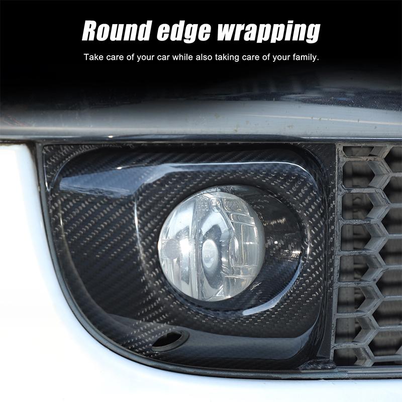 For Fiat 500 2011-2015 Real Carbon Fiber Car Front Bumper Fog Lamp Frame Cover Trim Stickers Car Exterior Accessories