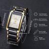 Luxury Rectangle Men Business Watches Stainless Steel Strap Quartz Wristwatch Reloj Hombre
