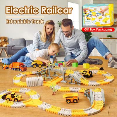 Juguete de pista eléctrica para niños, juego de minicoches de ingeniería, rompecabezas, tren, juguetes para niños, regalos de cumpleaños y Navidad.
