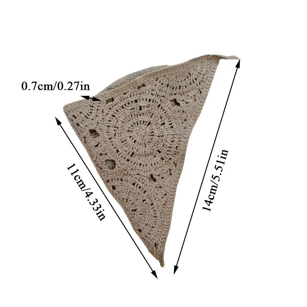 Hollow Crochet Headband Hair Bandana for Women, 3pcs Boho Triangle Head Scarf, Adjustable Non-Slip Headband, Retro Hair Kerchief