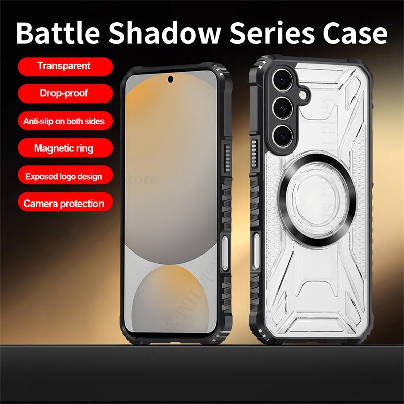 Military Hybrid Armor Phone Case For Samsung S25 Edge S24 FE S23 Ultra For Magsafe Transparent Hard Cover For Galaxy A16 A06 A36