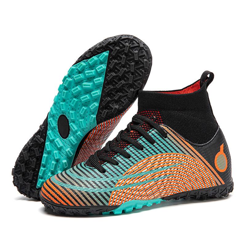Luminous Broken Nails High-top Children's Football Shoes Medium and Large Children's Training Lawn Sports Shoes, a Pair of Shoes