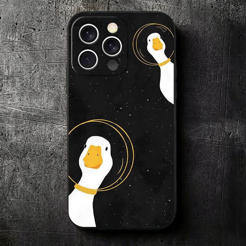 Funny Cartoon Goose Game Soft Phone Case for iPhone 16 16E 17 Air 15 Pro Max 14 Plus 13 Mini 11 12 7 Black Cover Back Shell