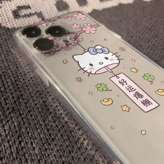 Space Shell Good Luck Cat Case - Compatible with Apple 17 Pro Max, 16, 15, 14; Transparent & Cute Design
