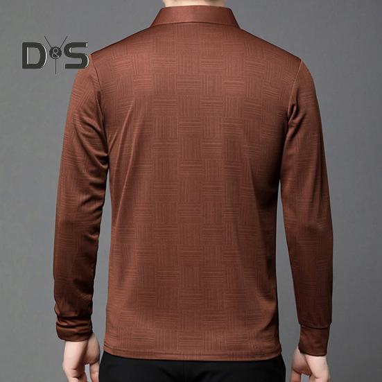 Men's Plaid Casual Shirt Long Sleeve Breathable Lapel Business Shirt Regular Fit Top with Button Collar for Work Travel Daily Wear