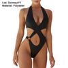 Women Swimsuit Hollow Out Halter Neck One-piece Wireless Monokini