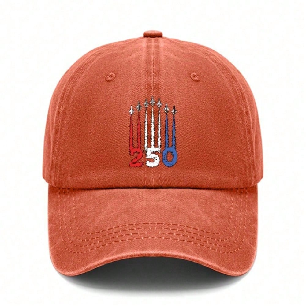 [Patriotic Baseball Cap] 250Th Anniversary Jet Formation Print Polyester Adjustable Hat Lightweight Curved Brim Casual Outdoor Sports - Dad Hat,