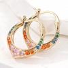 Colorful Micro-Paved Synthetic Zirconia V-Shaped Hoop Earrings for Women's Vintage Golden Plated Banquet Holiday Jewelry