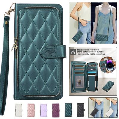 Lanyard Zipper Leather Wallet Phone Case for XiaoMi 12T 11T POCO X3 NFC F3 RedMi Note 10S 11 12 for Google Pixel 8 Pro 7A 7 6A 6 Wrist Rope Flip Cover