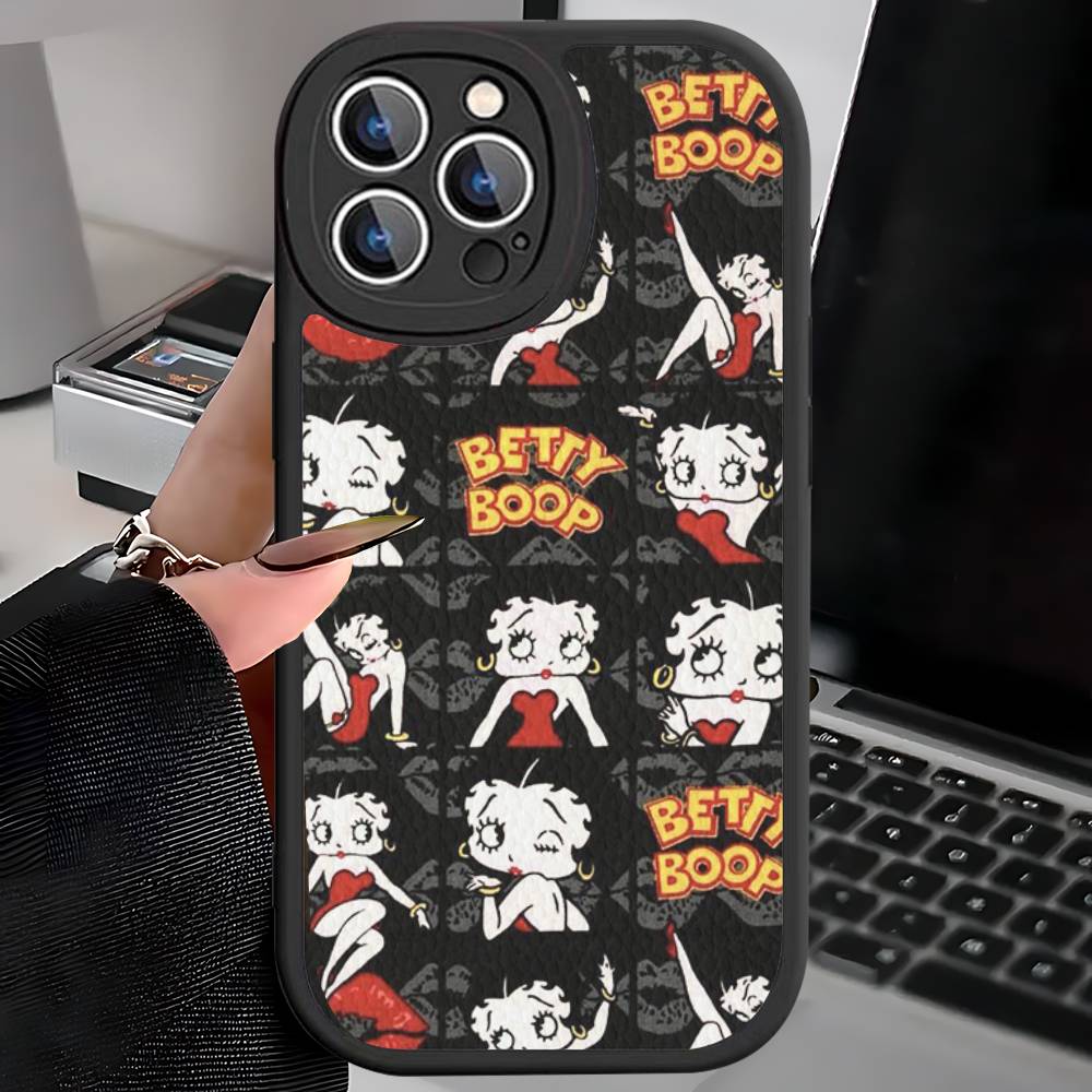 

Animation B-Betty Boop Phone Case For IPhone 16 15 14 13 12 11 Pro Max Plus Leather Cover iPhone 16