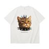 Summer 15 Colors Funny Punk Cat Print Women's T-Shirts Fashion Street Short-Sleeve Outdoor Casual Tops for Men's and Women's Tees Top