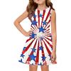 Vestido Sem Mangas para Meninas com Estampa de Estrelas e Estampa Abstrata Gola Redonda Casual Corte em Linha A Adequado para Uso Diário