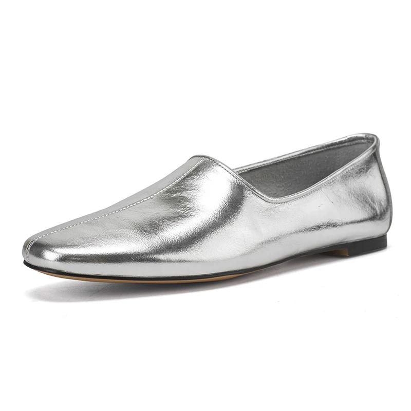 Fashion 2024 New Women Shoes Genuine Leather Flats Loafers Round Toe Slip-on Footwear Ladies Shoes for Women Retro Oxford Shoes