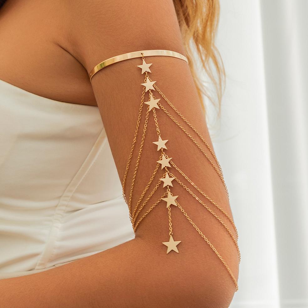 Ingemark 17 Styles Boho Crystal Pendant Cuff Open Bangles for Women Wed Bridal Goth Tassel Link Arm Bracelets Party Zircon Gift
