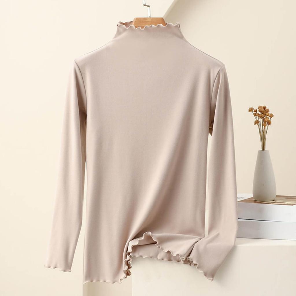 Women's Fashion Solid Colour Long Sleeve Fleece Thickened Top