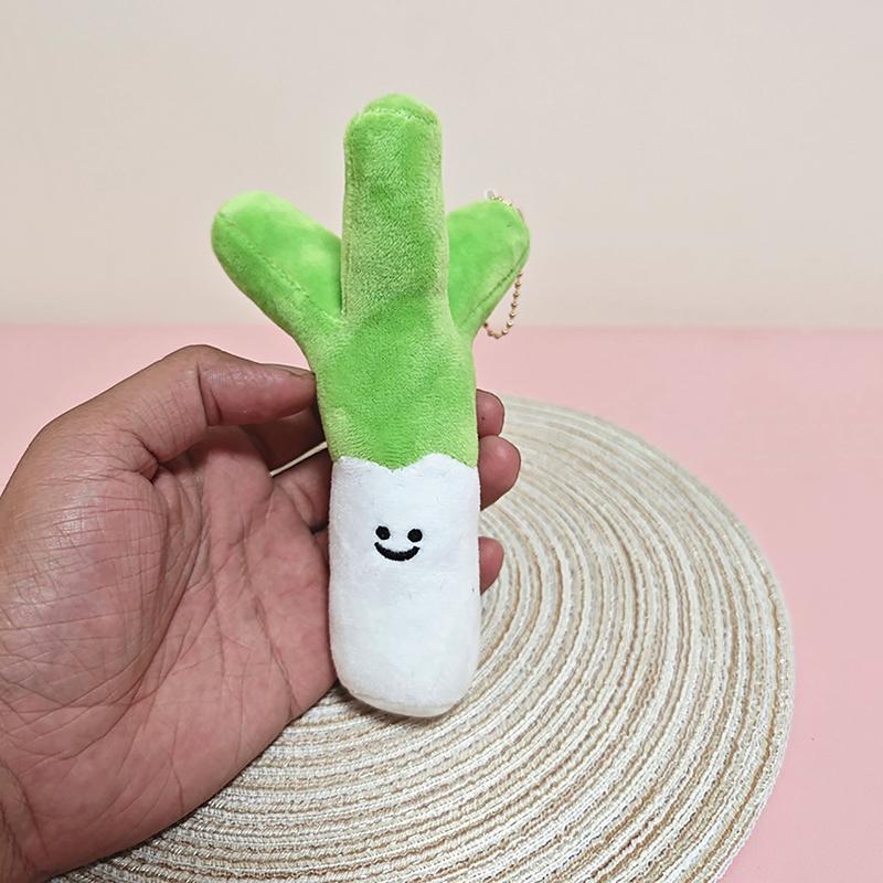 Cartoon Scallion Garlic Vegetable Pendant Green Onions Plush Toy Soft Stuffed Doll Keychain Backpack Car Bag Key Ring Kid Gift