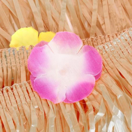 6 st Hawaiiansk Fransk Banner, Grässkirt Bordsfrans, Bordskjol med Färgglad