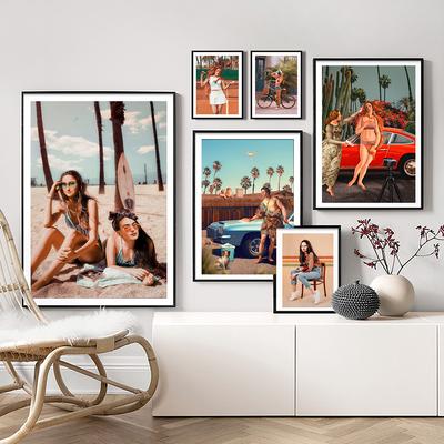 Naga kobieta Mona Lisa seksowna dziewczyna plakat ścienny wydruk retro nordycki mural kruchy bikini płótno malarstwo salon sypialnia wystrój domu