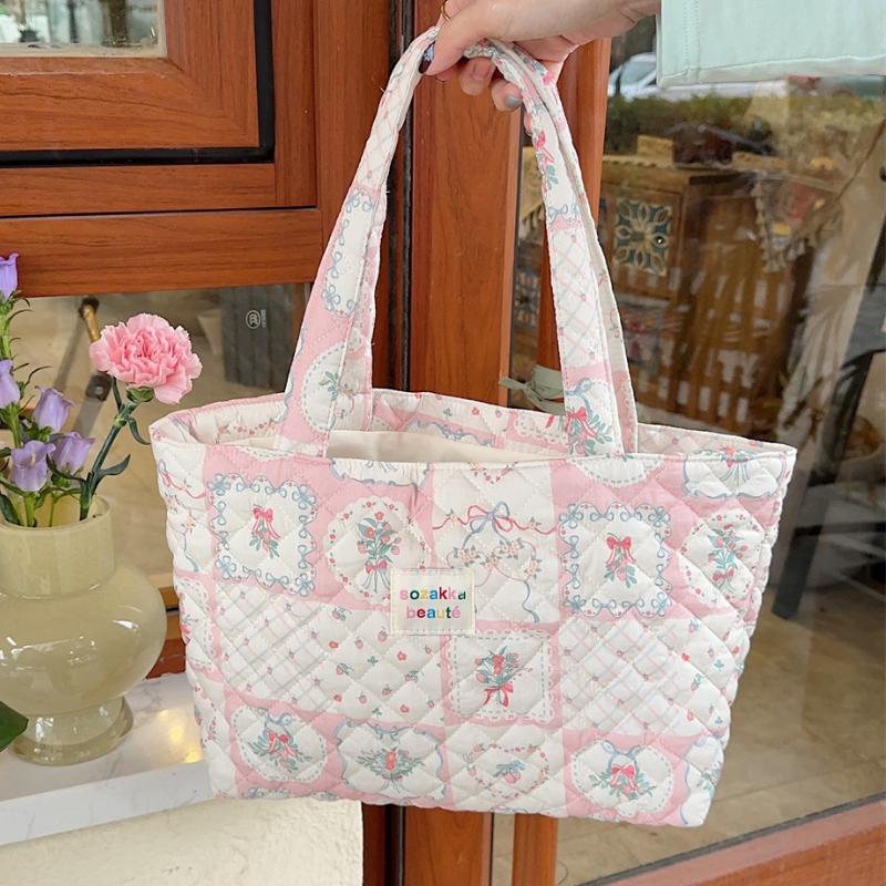 Carto Print Women's Shoulder Bag Large Capacity Ladies Tote Handbags Soft Quilted Female Travel Shopping Bags Girls Book Bag