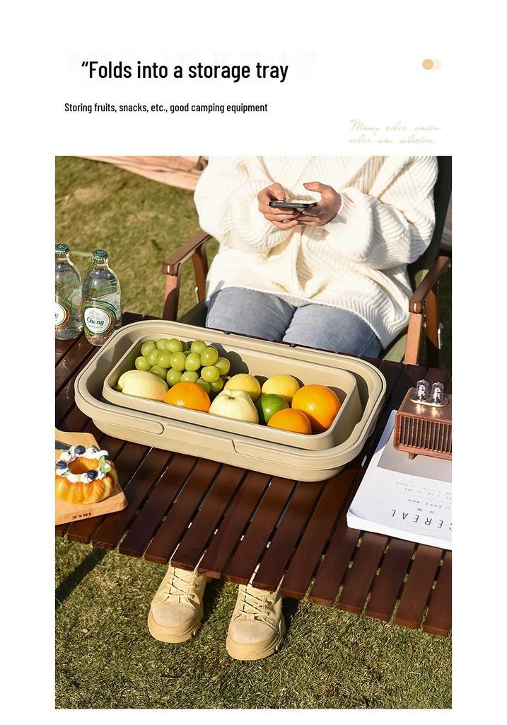 Portable Folding Picnic Basket with Large Capacity for Outdoor Camping and Car Trunk Storage