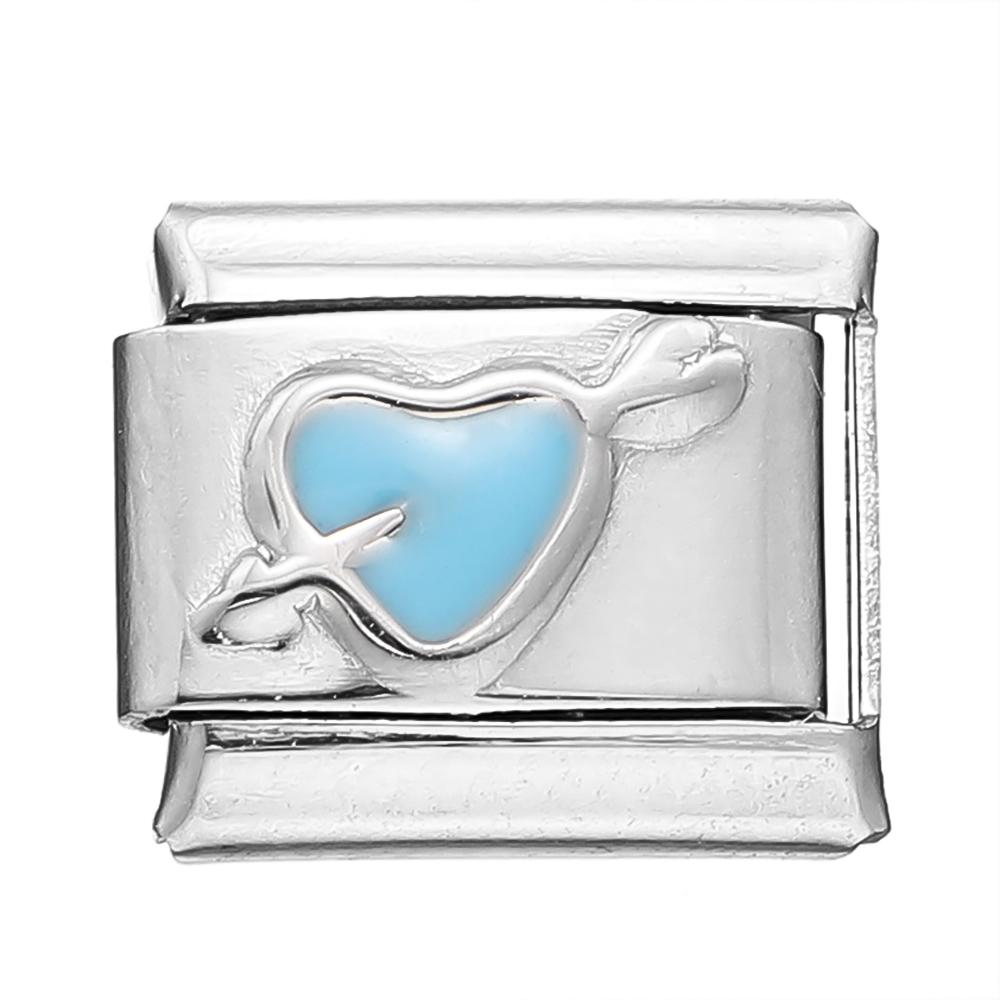 1pcs Fashion 3 Styles Heart Love Charms Italian Links Fit 9mm Bracelet Stainless Steel DIY Making Women Jewelry
