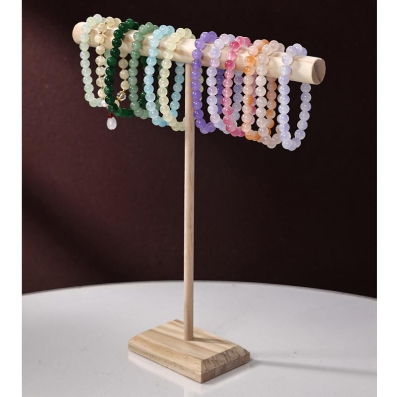 Handmade Jewelry Organiser for Bracelets and Bangles Elegant Necklace and Hair Band Display Stand with Wooden Base