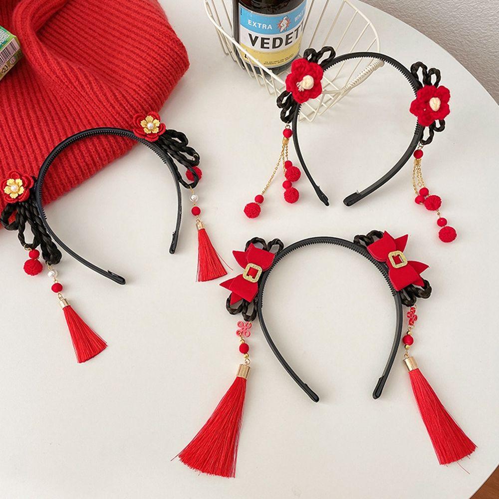 Pearl Bow Tassel Hanfu Hair Hoop Children's Headband Chinese Style Hair Band New Year Headress
