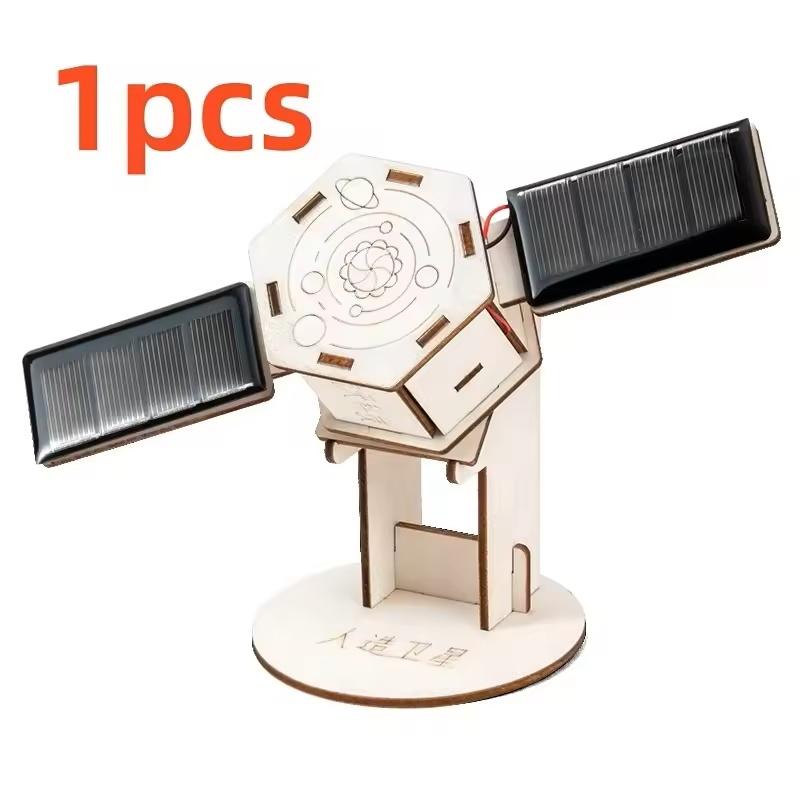 DIY solar energy Artificial satellite aerospace/ ground exploration rover model Kids assembling physical 3D wooden puzzle toys