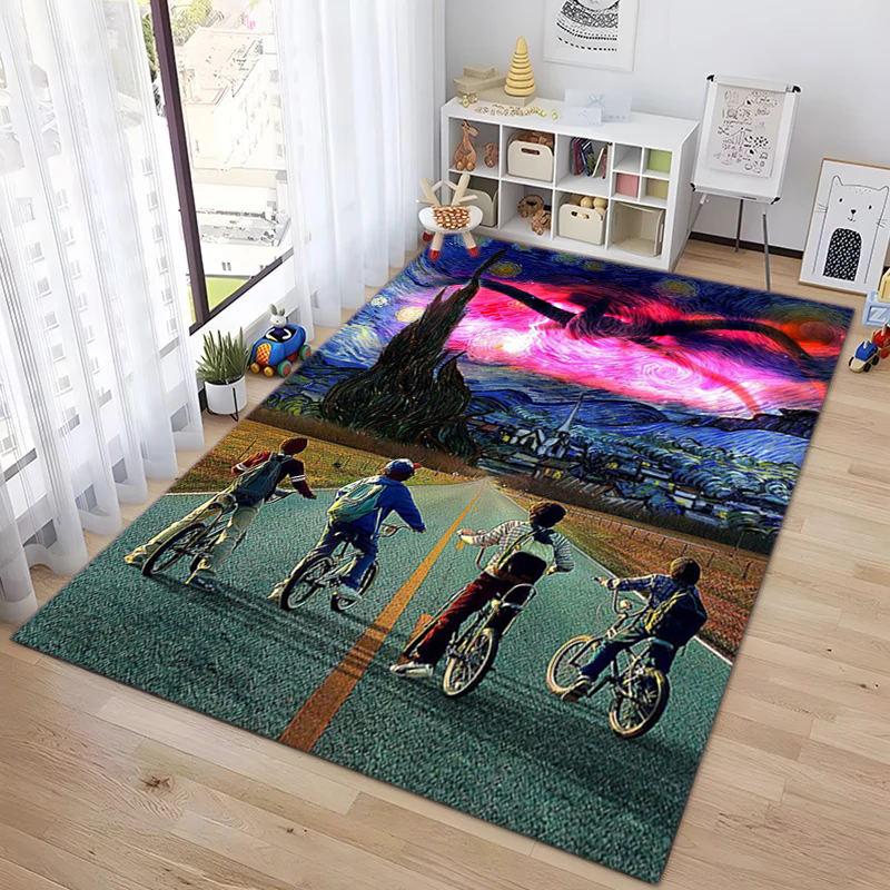 Halloween Horror Horror Theme Stranger Things Carpet Home Living Room Decoration Table and Chairs Anti Slip Door Mat Outdoor Picnic Mat Carpet A7