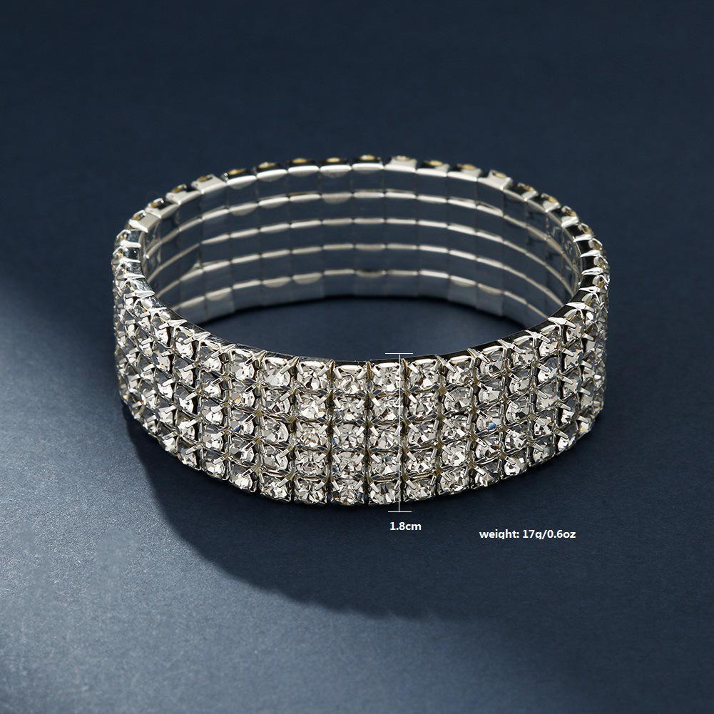 Versatile Rhinestone Bracelet: Elegant Bride's Elastic Bangle