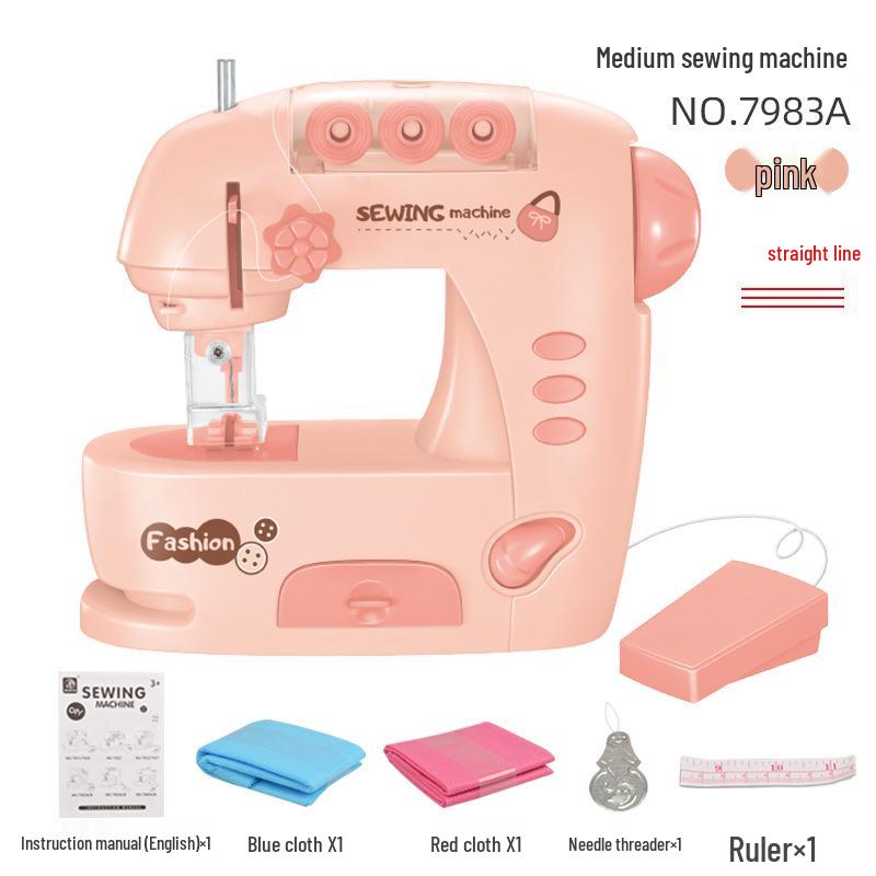 Electric Sewing Machine Toy for Kids: Mini Pretend Play Appliance for Girls, Kindergarten Fun, Parent-Child Handmade Activity