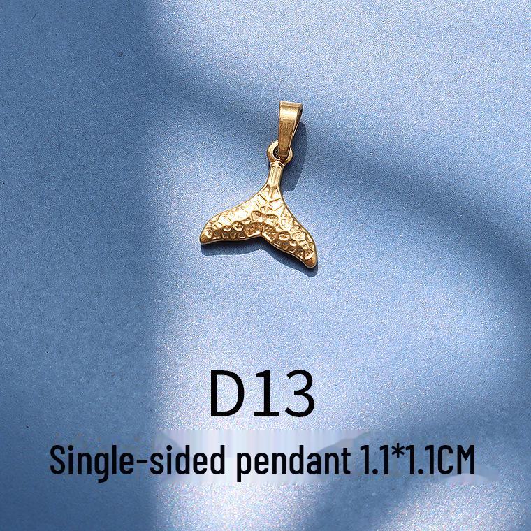 18 Karat vergoldeter Seestern-Muschel-Mond-Anhänger - Titanstahl-Schmuck im Retro-Stil