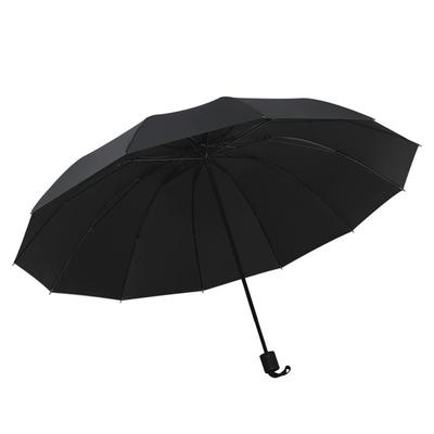 Good-Super Large Foldable Umbrella Black Sun Protection Reinforced 12 Bone Sturdy For Three Men And Women Manually Open