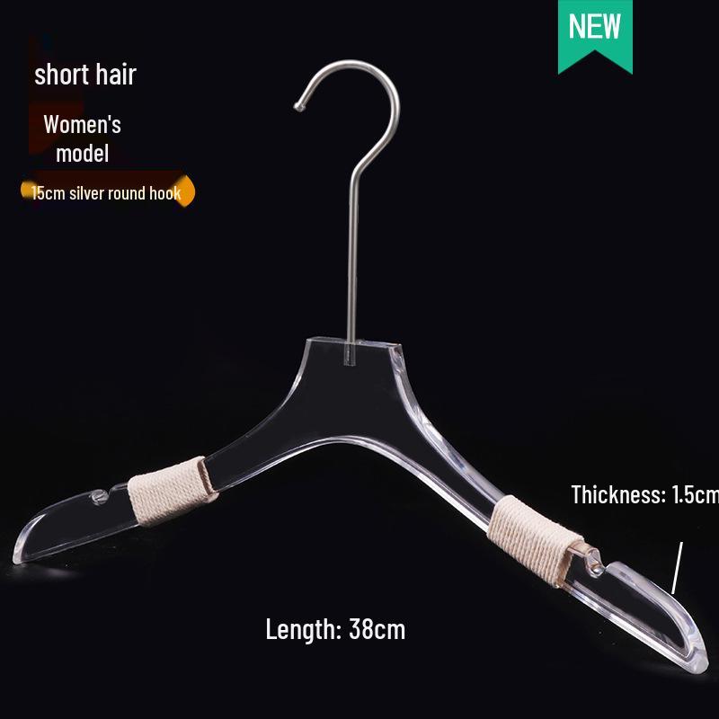 Acrylic Non-slip Clothing Hanger with Pant Clips for Men, Women, and Children - Transparent Plastic with Logo