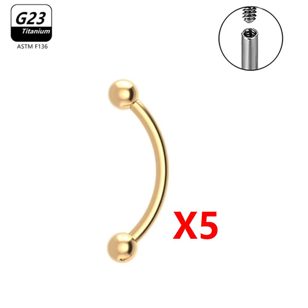 1/5/50 szt. Tytan G23 ASTM-F136 Piercingi Brwi kolczyk cyrkonia Gwint wewnętrzny Brwi Ciało Cyrkonia Hurt