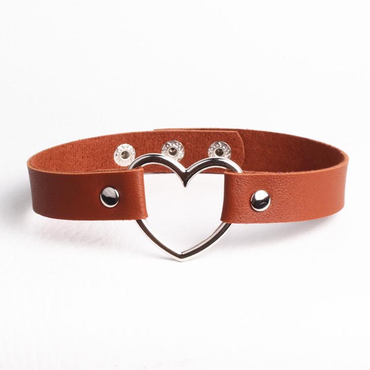 Harajuku Soft Girl Punk Style PU Leather Heart Choker Necklace