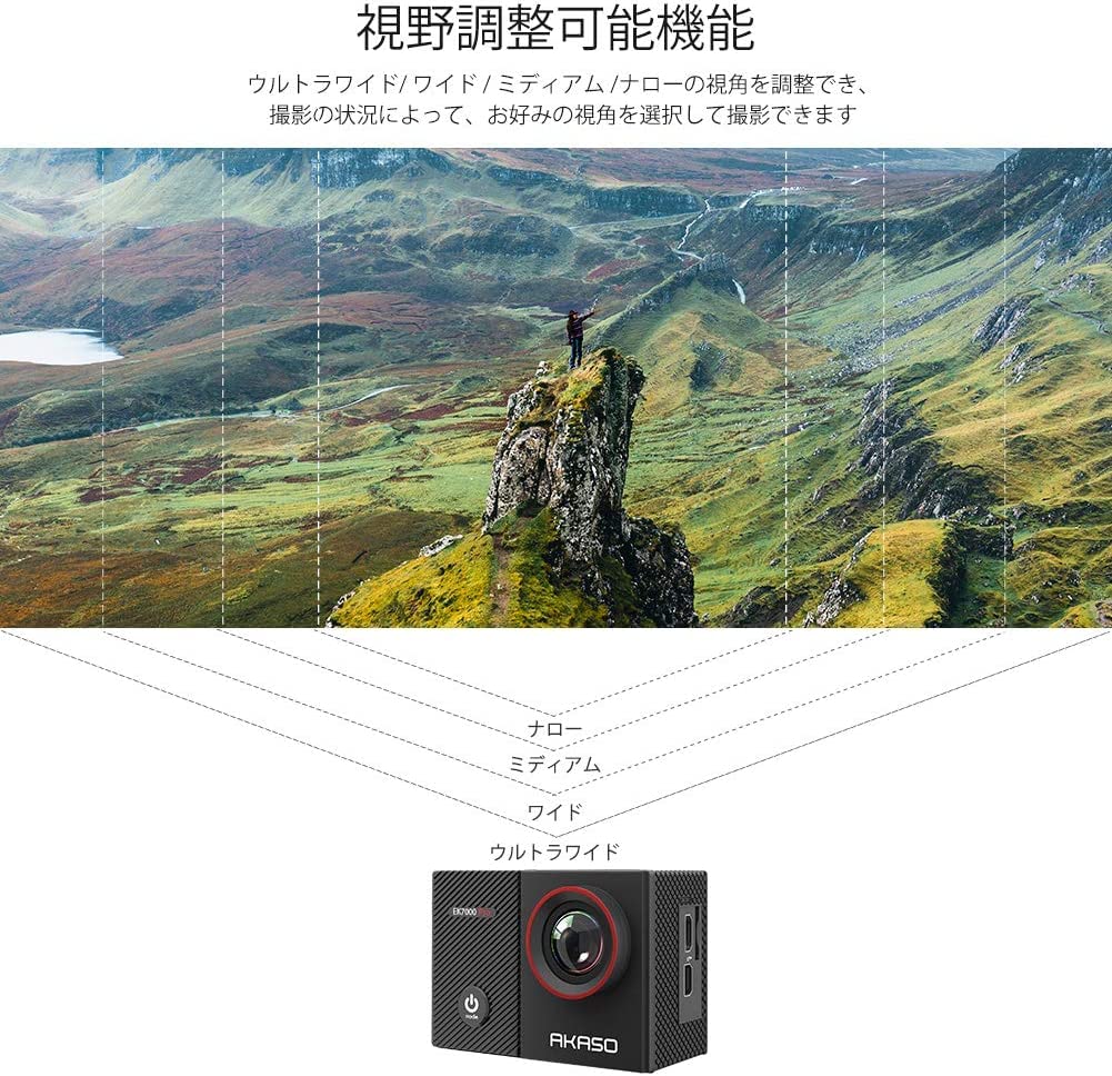 AKASO EK7000 Pro 4K Action Camera 64GB Memory External Microphone Image 40m Underwater HDMI Sports Remote 2 x 1350mAh Abundant Wearable Camera + Card,