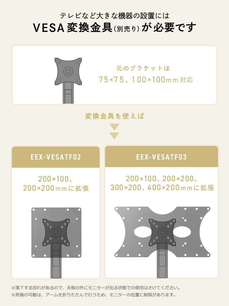 Monitor Large Compatible with Up To 43 Gas Spring Load Capacity Clamp Grommet VESA TV Hidden Black E-Supply Arm, Size, Inches, Type, 0-17kg, Type,