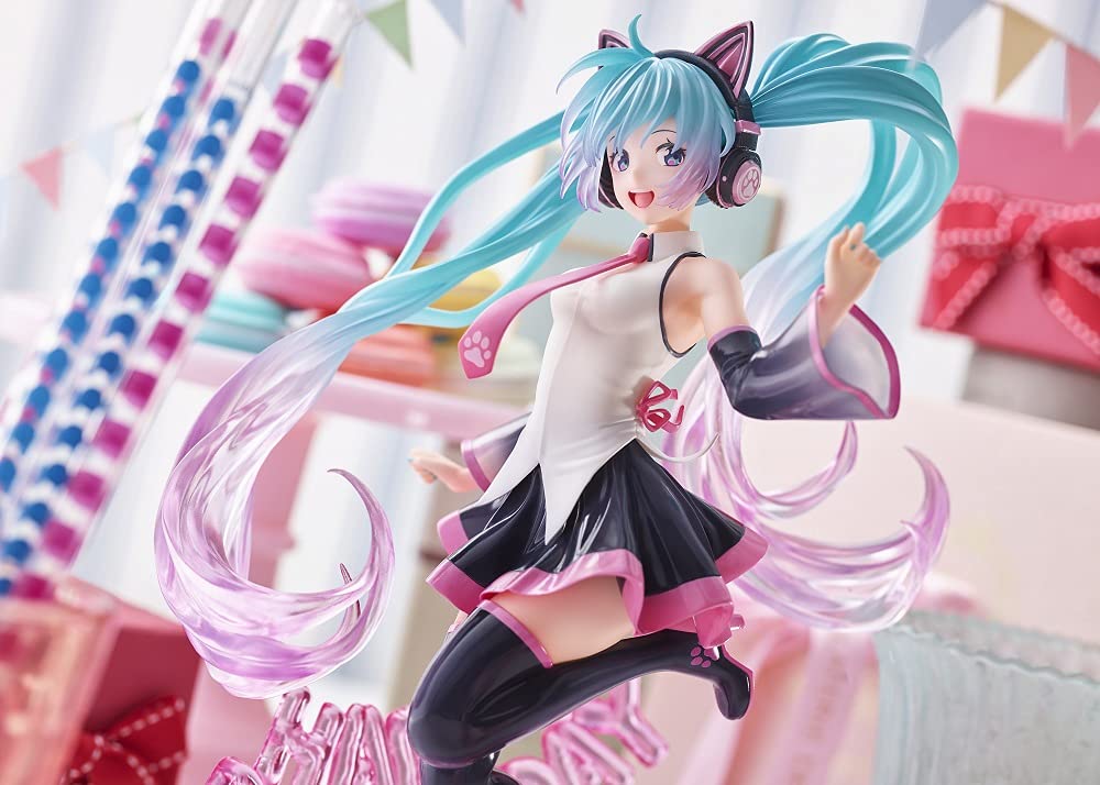 Taito Hatsune Miku Birthday 2021 AMP Figure Cat ~Happy ver.~ белый