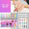 12 Color Quick Dry Nail Art Pens Fine Tip for Precise Drawing Not Require Lamp Water Based Safe for DIY Manicures