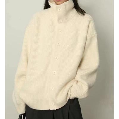 Damen Strickjacke mit lockerem Revers, einfarbig, für Herbst und Winter