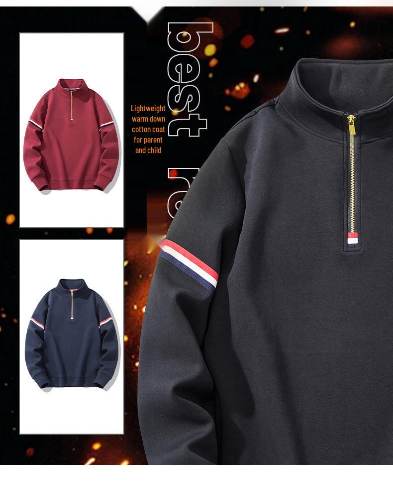 Męska bluza z kapturem w stylu retro, z zamkiem do połowy, z pluszem, gruba, nowość na 2024, luźny krój, kołnierz stojący, idealna na wiosnę, jesień, zimę.