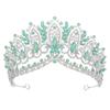 Luxury Sparkling AB Crystal Green Tiara Crown Bridal Diadem Set Regal Wedding Hair Zircon for Bride Party Galas Formal Events