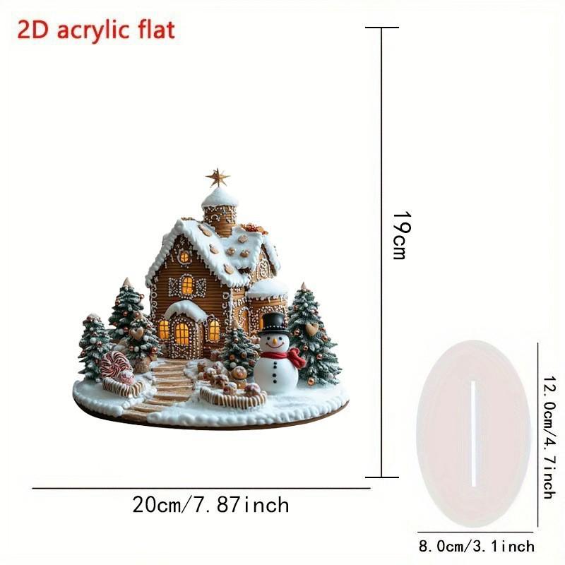 2D Acrylic Christmas Ornament for Holiday Tabletop Decor, Festive Home