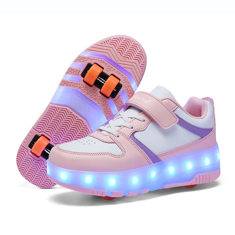 Kids' Transformable Light-Up Roller Skates: Eight-Wheel Walking Shoes, Four-Wheel Skates for Boys and Girls