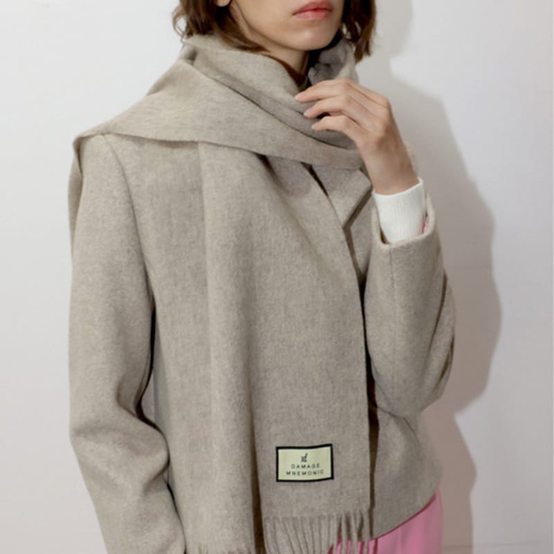 DAMAGE MNEMONIC 100% Wool Beige Muffler