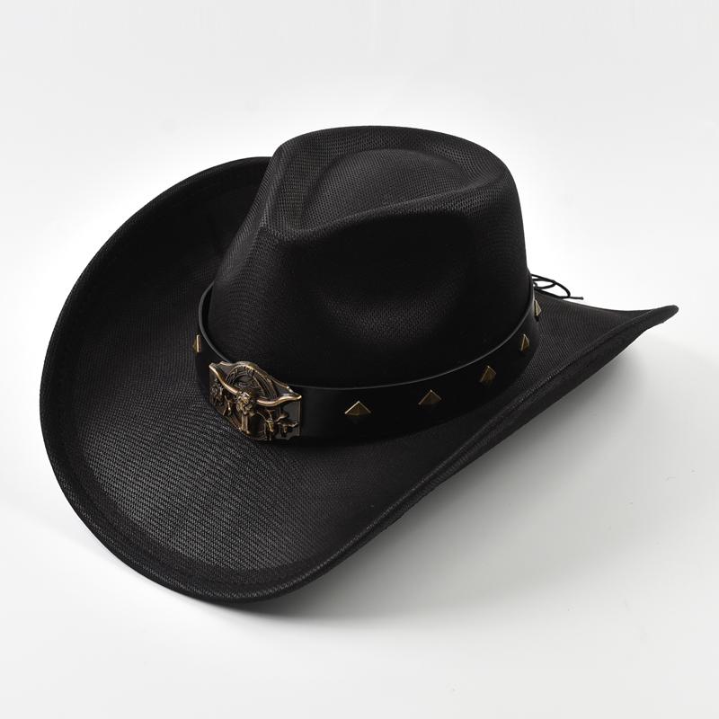 Vintage Big-edge Western Cowboy Hat For Men WomenGentleman Cowgirl Jazz Hat Cloche Church Caps Sombrero Hombre