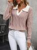 Cross-Border Autumn/Winter Fashion Casual V-Neck Cable Knit Sweater for Women