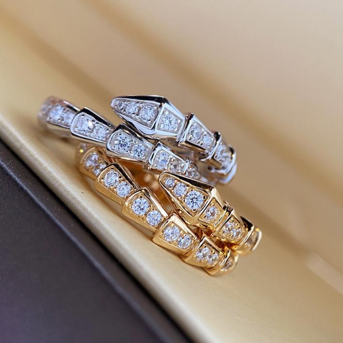 Light Luxury Small Snake Ring Ins Trendy Diamond-studded Open Snake Bone Index Finger Ring