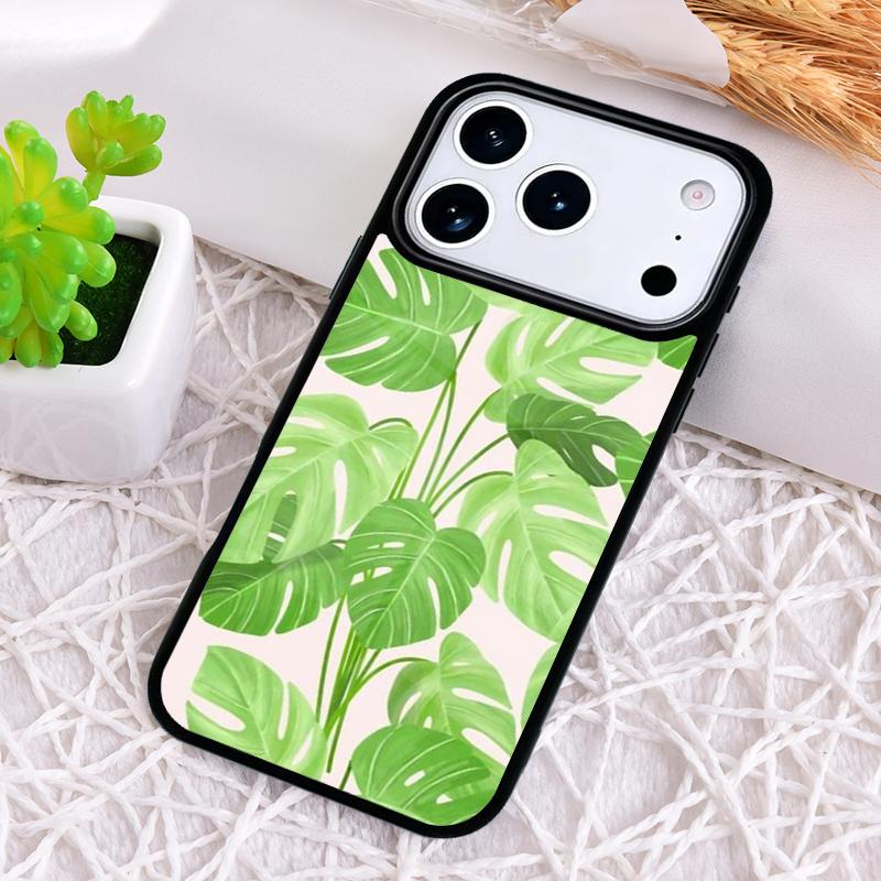 Green Monstera Leaf Phone Case for iPhone 17 Air 16 15 11 12 14 13 Pro Max Shockproof Cover